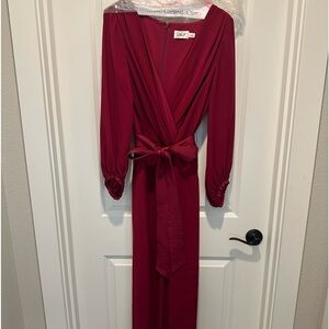 Eliza J jumpsuit. Size 12. Maroon. Satin.